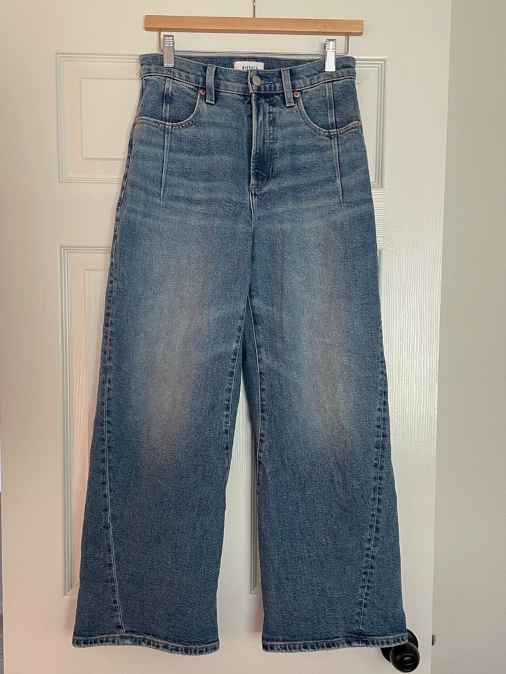 Pistola Kyra High-Rise Wide-Leg twist hem Jeans in Light Blue